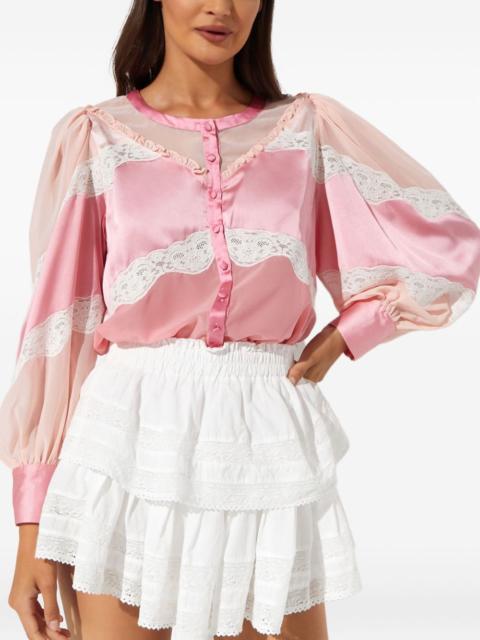 Zavia lace-panelled satin blouse