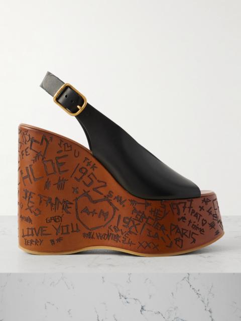 Maxime Leather Slingback Platform Wedge Sandals