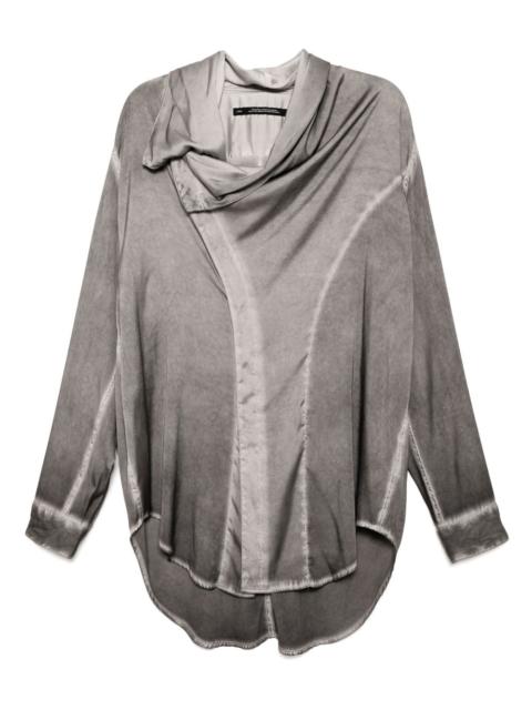 satin wrap-neck shirt