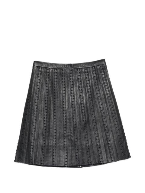 perforated leather midi skirt