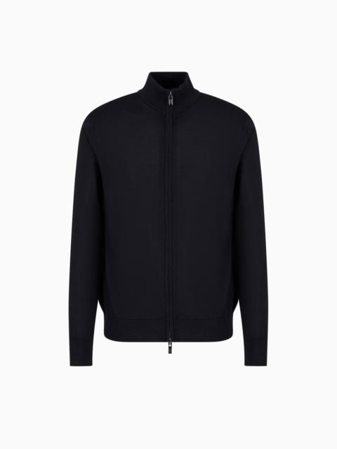 Virgin-wool full-zip cardigan