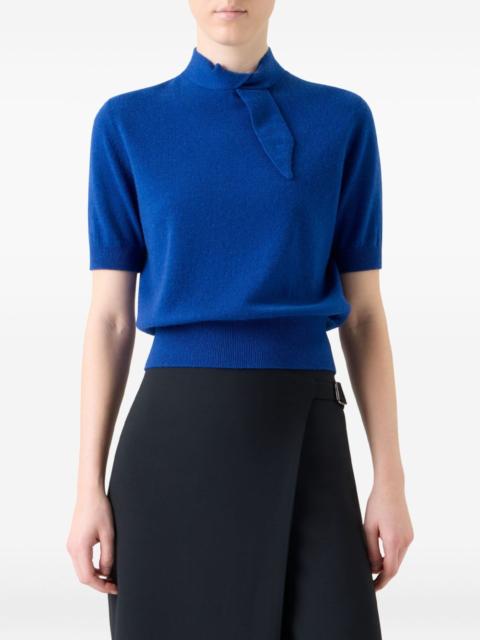 tie-neck short-sleeve knitwear