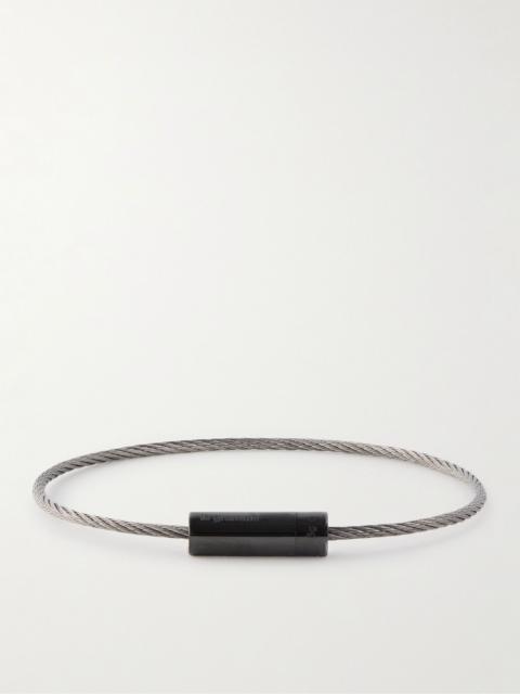 5g Silver-Tone Polished-Ceramic Bracelet Black