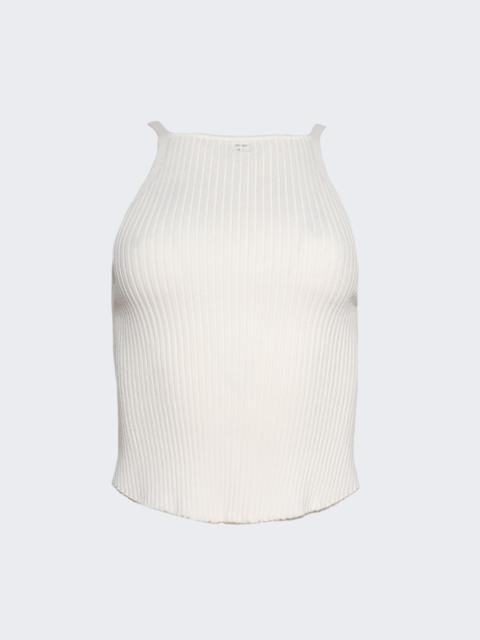 Circle Rib Knit Top White