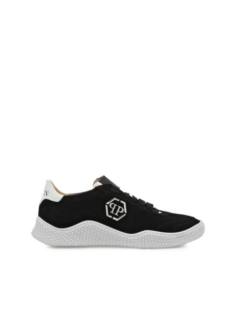 logo-plaque suede sneakers