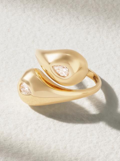 Twin Water Droplet 14-karat Gold Diamond Ring