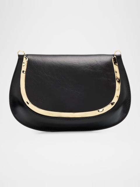 Logan Metal-Trim Shiny Leather Crossbody Bag