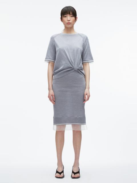 French Tuck Knit Dress with Organza