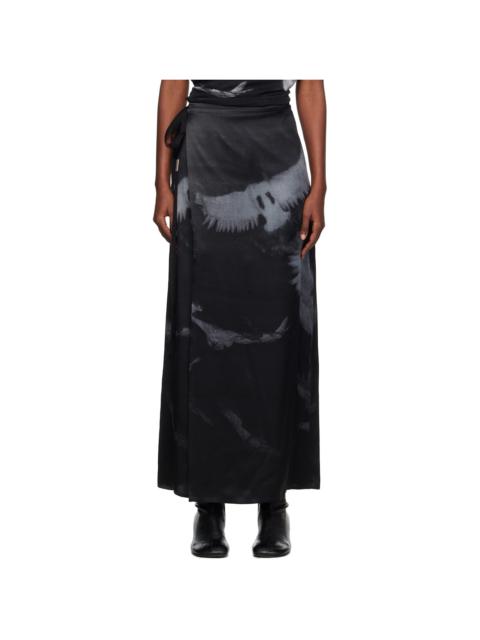Black & Gray Oku Printed Wrap Maxi Skirt