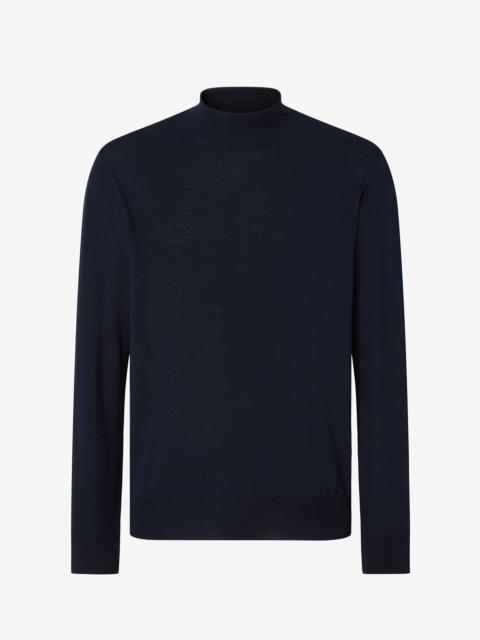 Blue ultra fine 120's wool turtleneck