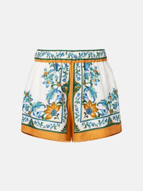 Flora Tile floral linen-blend shorts