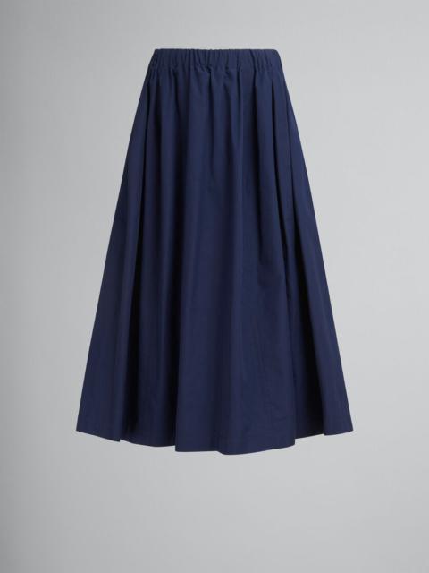 BLUE ORGANIC POPLIN ELASTICATED MIDI SKIRT