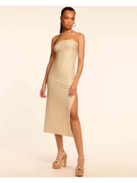 Sparkle Scalloped Nava Strapless Coverup Midi Dress