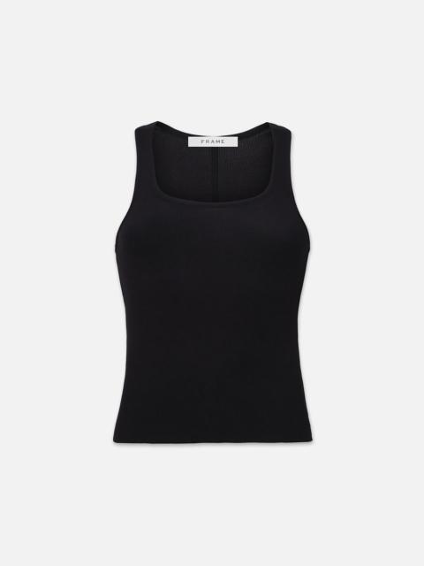 Rib Scoop Neck Tank in Black