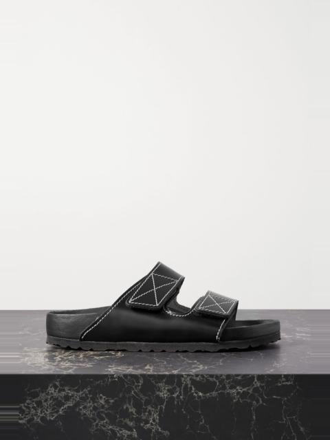 + Birkenstock Arizona topstitched glossed-leather sandals