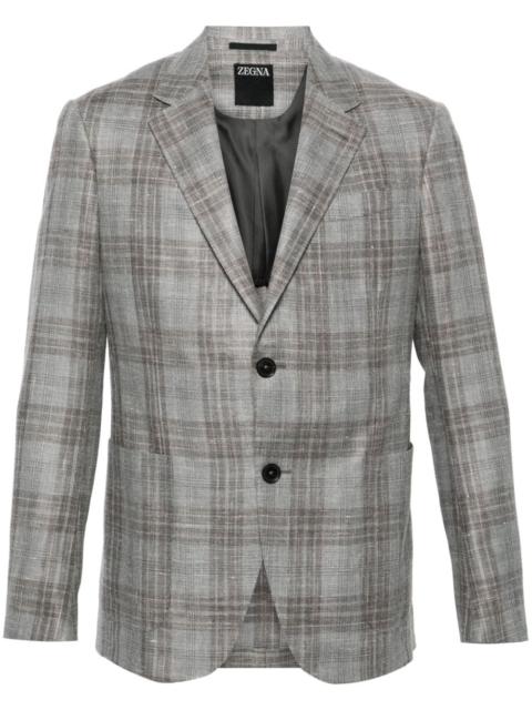 checked single-breasted blazer