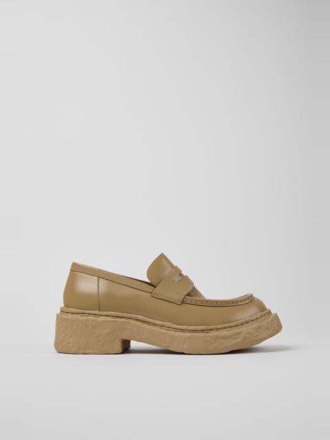 Beige Leather Loafers