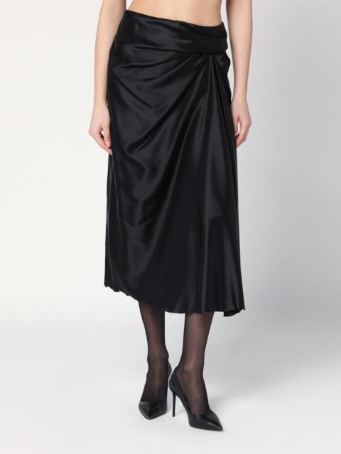 Draped black skirt in cupro twill