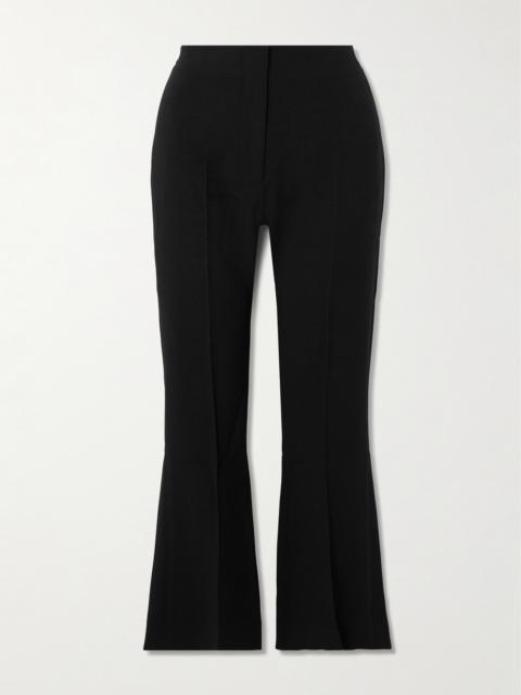 Talia Cropped Pleated Crepe Flared Pants