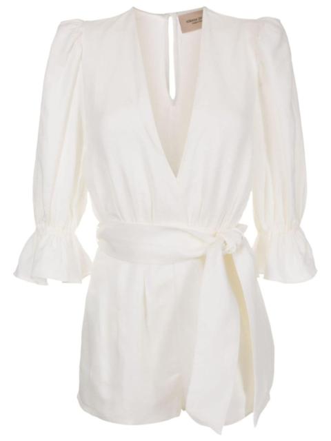 Orquidea Vintage linen-blend playsuit