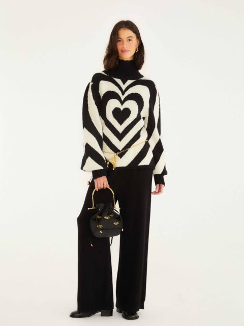 Black And White Heart Gradient Knit Sweater