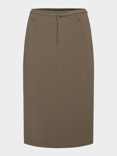 Belted Midi Pencil Skirt