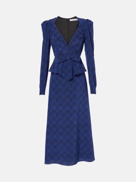 Tartan silk midi dress