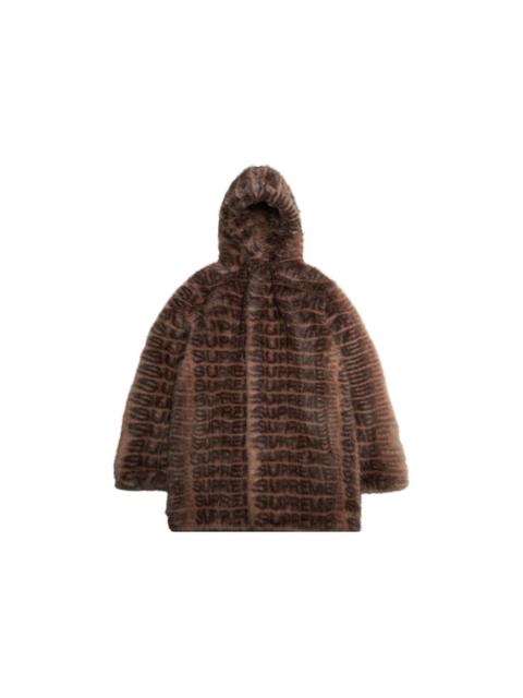 Supreme Faux Fur Hooded Coat Brown