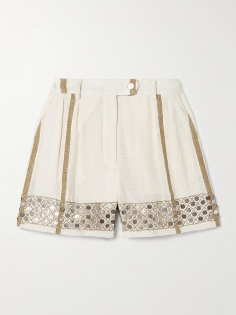 Deena Embellished Cotton-blend Shorts