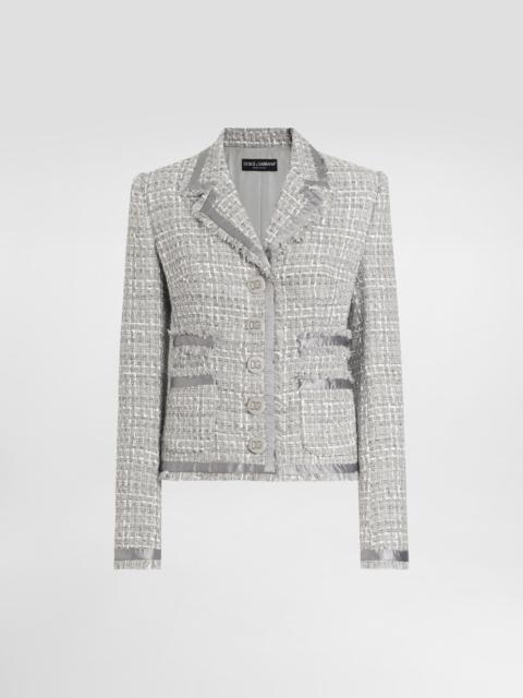 Short single-breasted lamé bouclé jacket