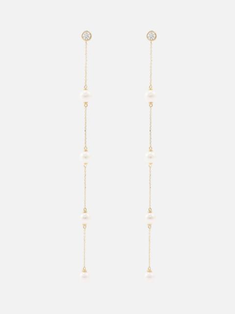 14kt gold earrings with diamonds and pearls