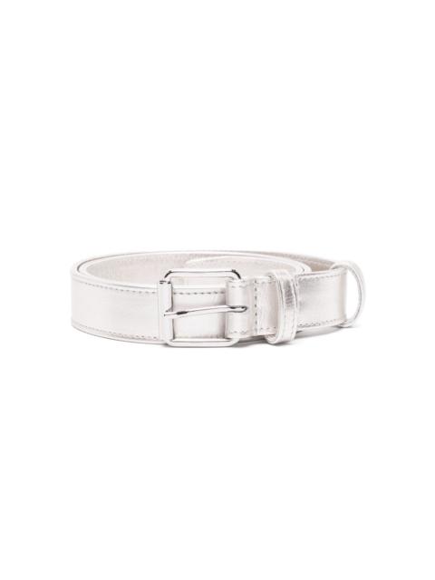 metallic leather belt