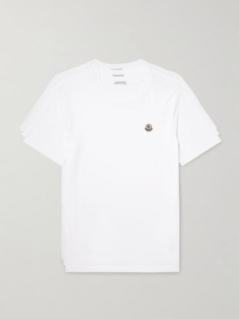 Three-Pack Logo-Appliquéd Cotton-Jersey T-Shirts White