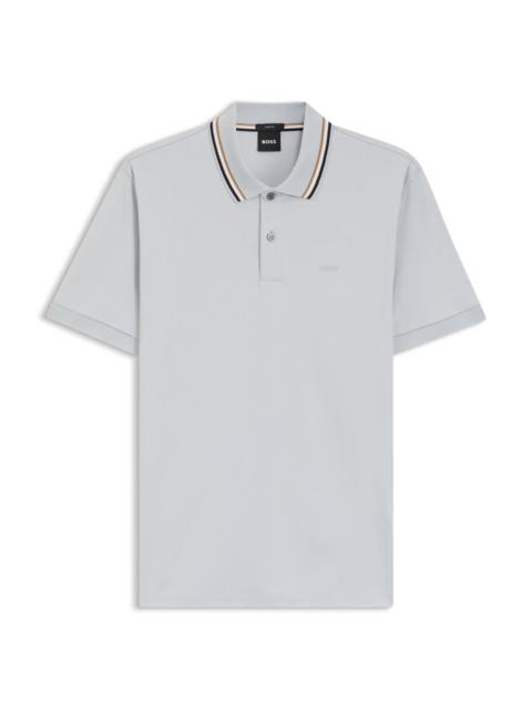 STRIPED-COLLAR SLIM-FIT POLO SHIRT IN COTTON WITH LOGO
