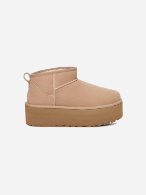 ® Women's Classic Ultra Mini Platform Suede Classic Boots in Sand