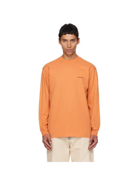 Orange American Script Long Sleeve T-shirt