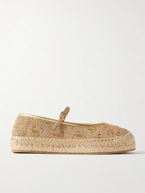 20 Metallic Leather-trimmed Logo-embroidered Straw Platform Espadrilles