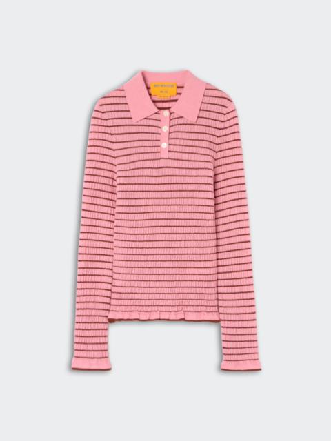 Smocked L/S Shrunken Polo