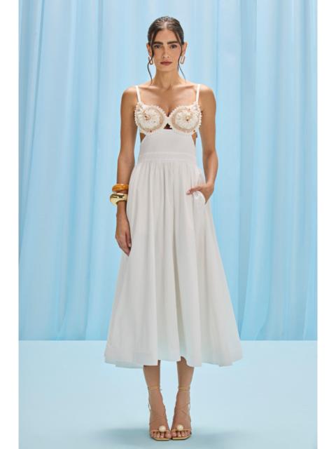 SEAWEED SHELL EMBROIDERED MIDI DRESS