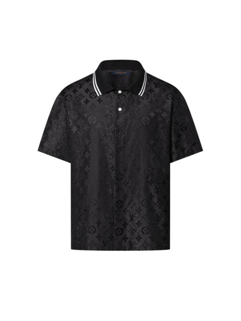 Monogram Moire Jacquard Short-Sleeved Silk Shirt