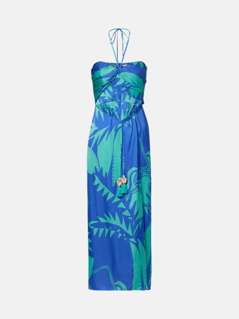 Collina printed strapless midi dress