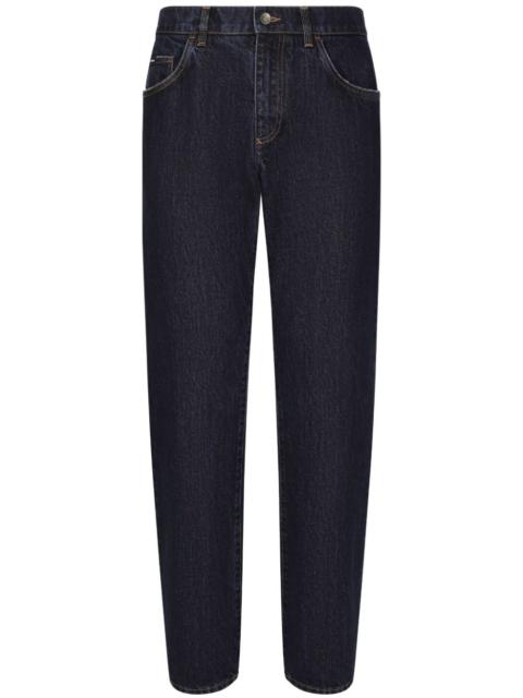 mid-rise straight-leg jeans