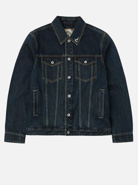 Washed Brushstroke Daicock Print Regular Fit Denim Jacket