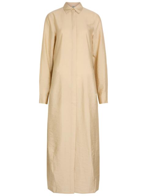 Toteme Crinkled Silk-blend Maxi Shirt Dress