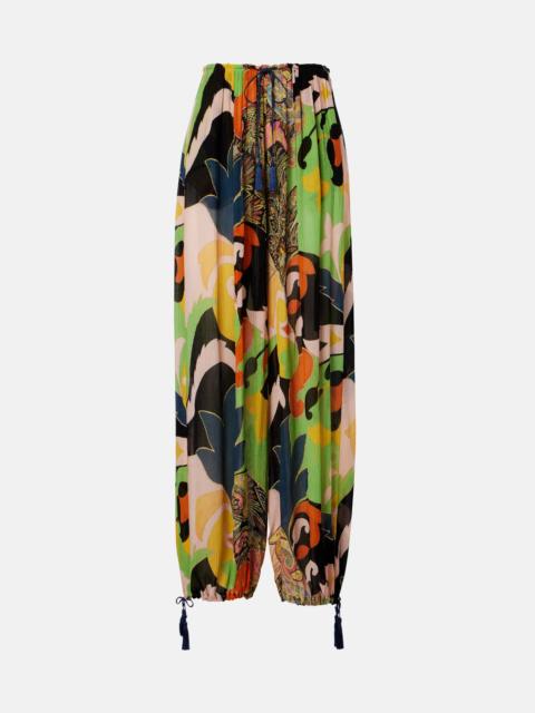 Printed wide-leg pants