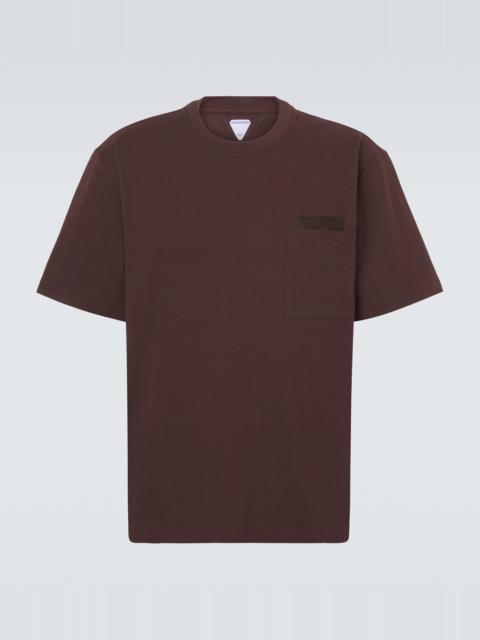Suede-trimmed cotton jersey T-shirt