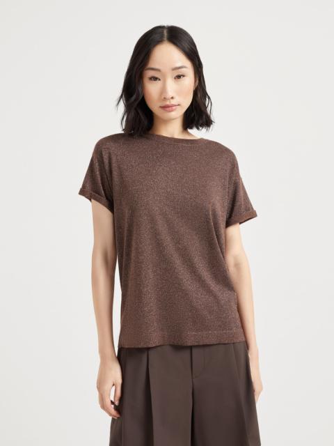Sparkling cashmere and silk lightweight knit T-shirt