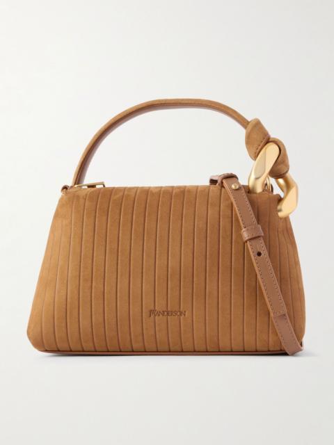 JWA Corner small chain-embellished ribbed nubuck shoulder bag Camel