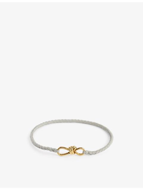 Knot logo-engraved leather belt