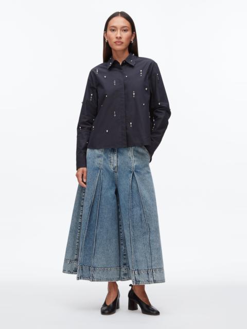 Stud Embellished Cropped Shirt